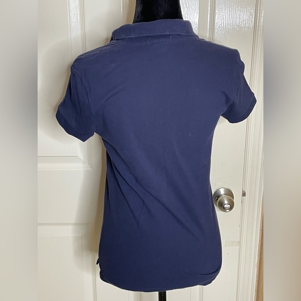 Lacoste Womens Dark blue Knit 1/4 Button Down Solid Polo Top Shirt size 40  - Picture 2 of 9